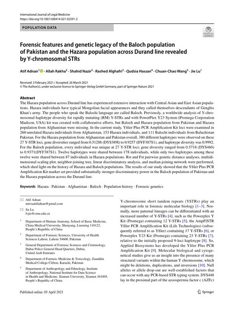 hazara dna|Forensic features and genetic legacy of the Baloch.